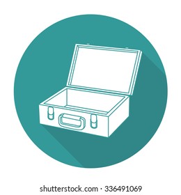 White vector bag on color circle background.