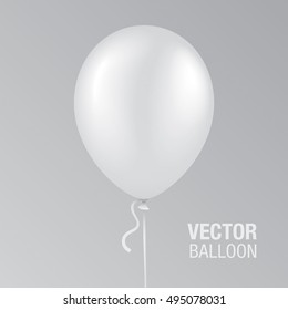 White vector balloon, isolated on background. Realistic balloon illustration for party, celebration, festival, birthday or branding design decoration.