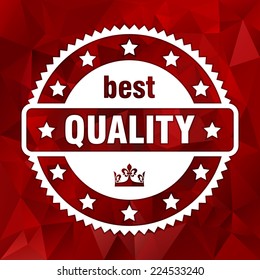 white vector best quality stamp with royal crown and stars on red triangular background