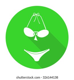 White vector Bikini on color circle background.