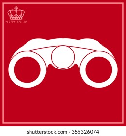White Vector Binocular Icon Symbol Set 