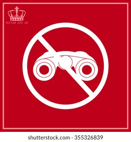 White Vector Binocular Icon Symbol Set 