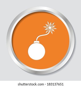 White vector bomb symbol on orange button