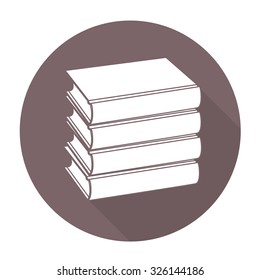 White vector book on color circle background.