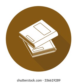 White vector book on color circle background.