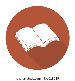 White vector book on color circle background.