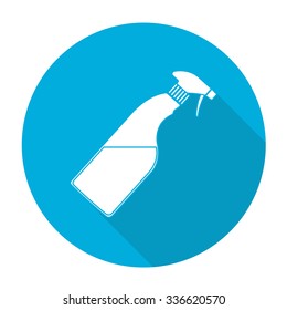White vector bottle on color circle background.
