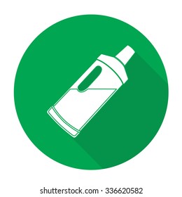 White vector bottle on color circle background.