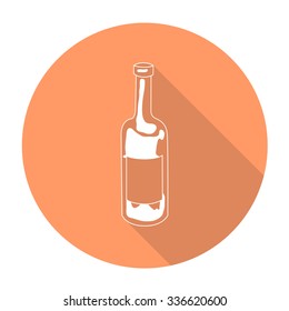 White vector bottle on color circle background.