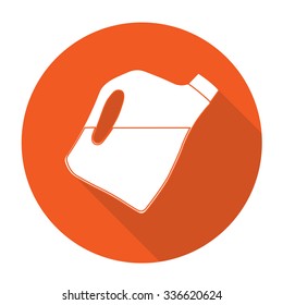 White vector bottle on color circle background.