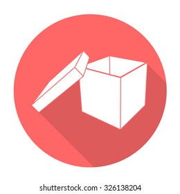 White vector box on color circle background.