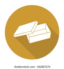 White vector box on color circle background.