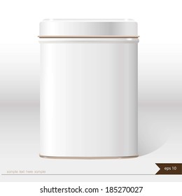 White vector box with place for your text. Design product package. Tea,coffee,dry products. 