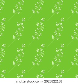 White vector branches seamless pattern. Abstract elegant plant silhouette on a green background for design, texture, print, wrapping, textile, wallpaper, package
