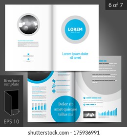 White vector brochure template design with blue round element