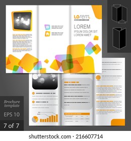 White vector brochure template design with yellow square figures