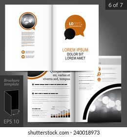 White vector brochure template design with brown and black dialog clouds