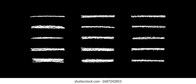 Pincel vetor branco com textura de cera de giz de cera. Linhas desenhadas à mão de lápis de carvão. Elemento de design Grunge. Estilo da textura do pastel.