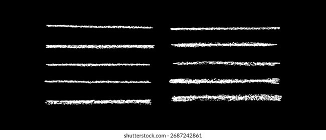 White vector brush with wax crayon texture. Hand drawn charcoal pencil lines. Grunge design element. Pastel texture style.