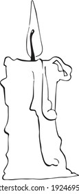 White vector burning candle with wax