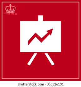 White Vector Business Growing Chart Presentation Icon