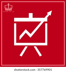 White Vector Business Growing Chart Presentation Icon