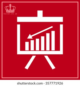 White Vector Business Growing Chart Presentation Icon