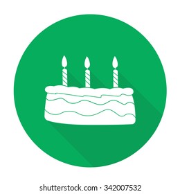 White vector cake on color circle background.