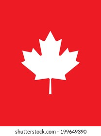 White vector Canadian maple leaf set against a red background