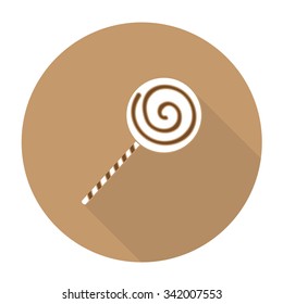 White vector candy on color circle background.