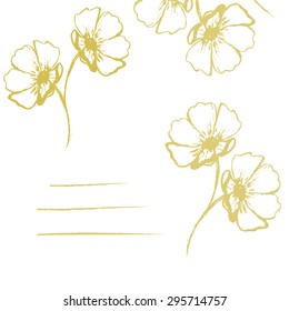 White vector card with yellow hand-drawn flowers