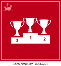 White vector champions cup icons 