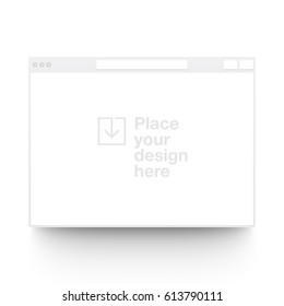 White Vector Clay Render Browser Mock Up Isolated On White Background. Origami Paper Material Template With Realistic Drop Shadow.