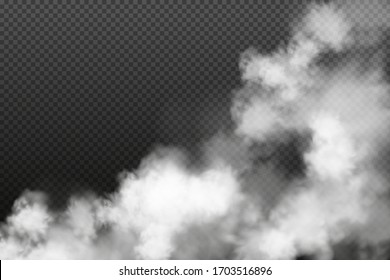 White vector cloudiness ,fog or smoke on dark checkered background.Cloudy sky or smog over the city.Vector illustration.