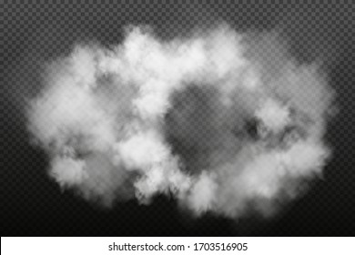 White vector cloudiness ,fog or smoke on dark checkered background.Cloudy sky or smog over the city.Vector illustration.