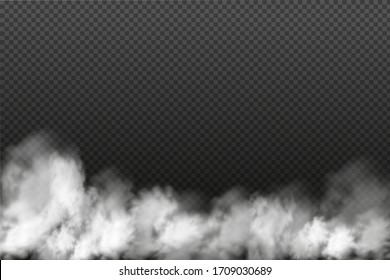 White vector cloudiness ,fog or smoke on dark checkered background.Cloudy sky or smog over the city.Vector illustration.