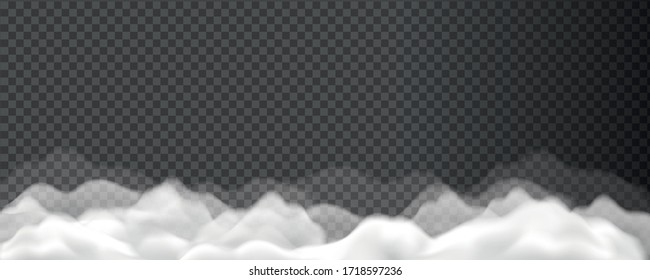 White vector cloudiness ,fog or smoke on dark checkered background.Cloudy sky or smog over the city.Vector illustration.