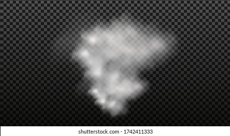White vector cloudiness ,fog or smoke on dark checkered background.Cloudy sky or smog over the city.Vector illustration.