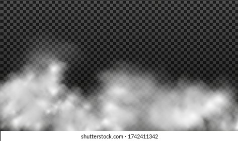 White vector cloudiness ,fog or smoke on dark checkered background.Cloudy sky or smog over the city.Vector illustration.