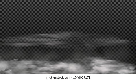 White vector cloudiness ,fog or smoke on dark checkered background.Cloudy sky or smog over the city.Vector illustration.