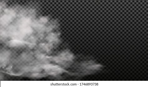 White vector cloudiness ,fog or smoke on dark checkered background.Cloudy sky or smog over the city.Vector illustration.