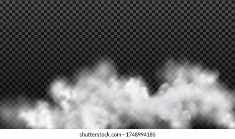 White vector cloudiness ,fog or smoke on dark checkered background.Cloudy sky or smog over the city.Vector illustration.