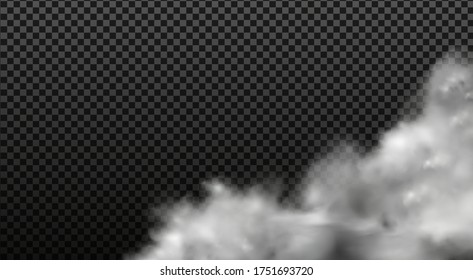 White vector cloudiness ,fog or smoke on dark checkered background.Cloudy sky or smog over the city.Vector illustration.