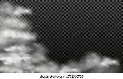 White vector cloudiness ,fog or smoke on dark checkered background.Cloudy sky or smog over the city.Vector illustration.