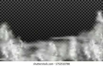 White vector cloudiness ,fog or smoke on dark checkered background.Cloudy sky or smog over the city.Vector illustration.