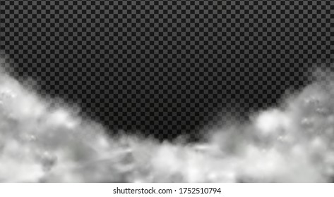 White vector cloudiness ,fog or smoke on dark checkered background.Cloudy sky or smog over the city.Vector illustration.