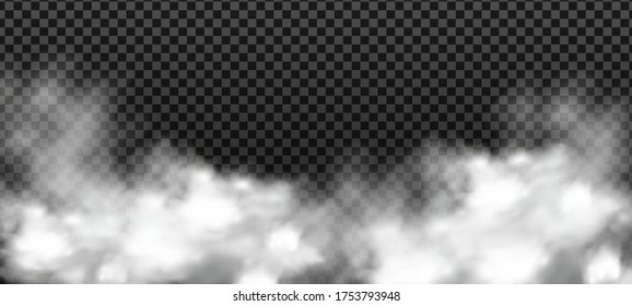 White vector cloudiness ,fog or smoke on dark checkered background.Cloudy sky or smog over the city.Vector illustration.