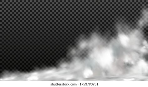 White vector cloudiness ,fog or smoke on dark checkered background.Cloudy sky or smog over the city.Vector illustration.