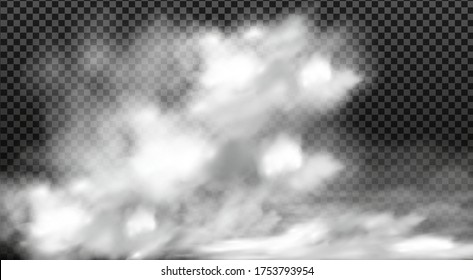 White vector cloudiness ,fog or smoke on dark checkered background.Cloudy sky or smog over the city.Vector illustration.