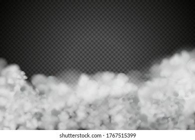 White vector cloudiness ,fog or smoke on dark checkered background.Cloudy sky or smog over the city.Vector illustration.